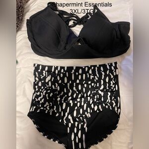 3XL/3TG 2 pc. Bathing-suit Black and White